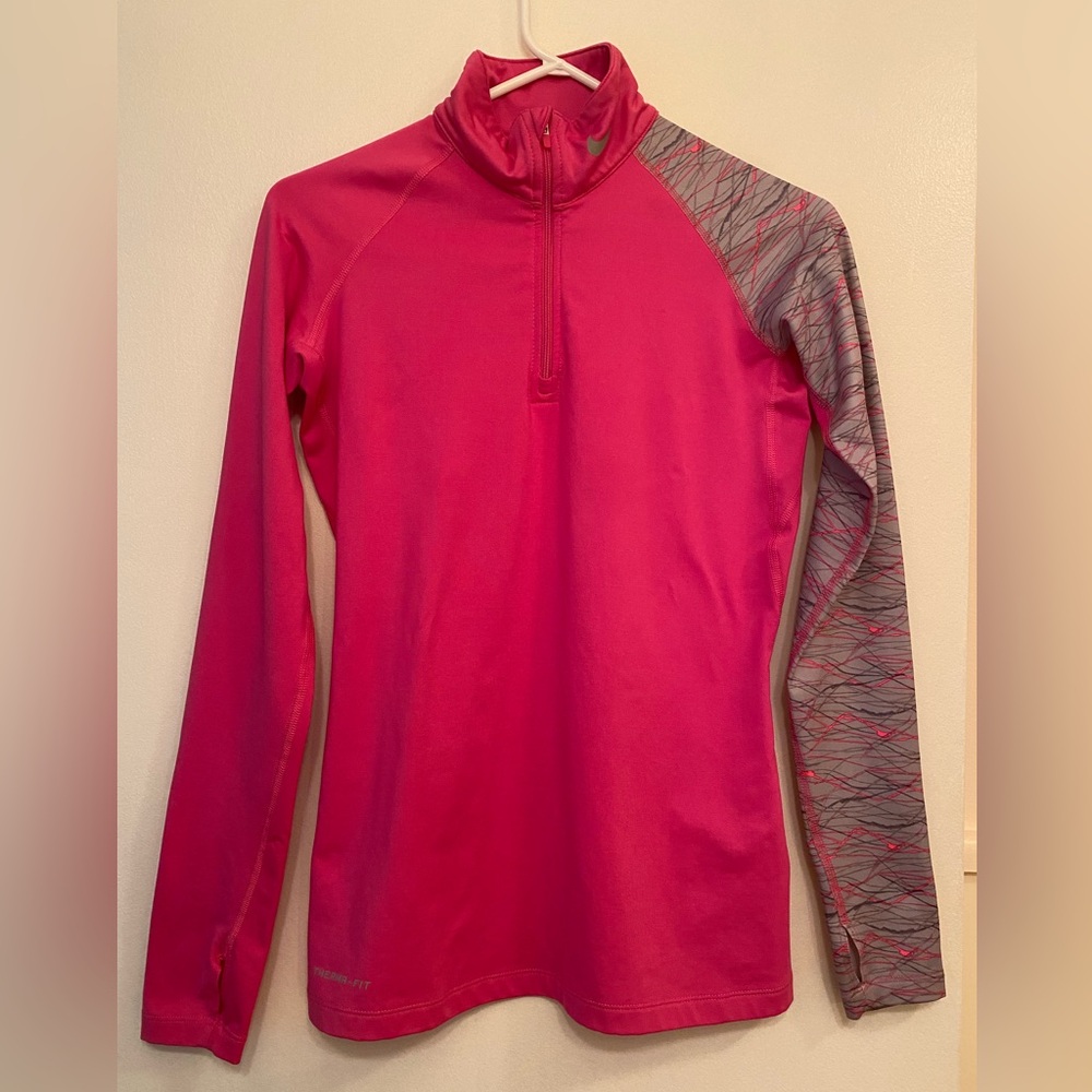 Nike Pro Combat Dri-Fit Pink Camo Zip Sweatshirt - Size Small
